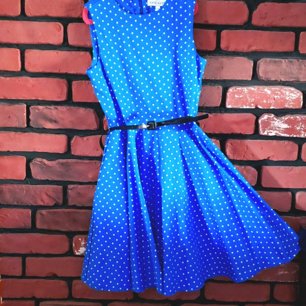 Tiffany blue polka dot twirl dress 12